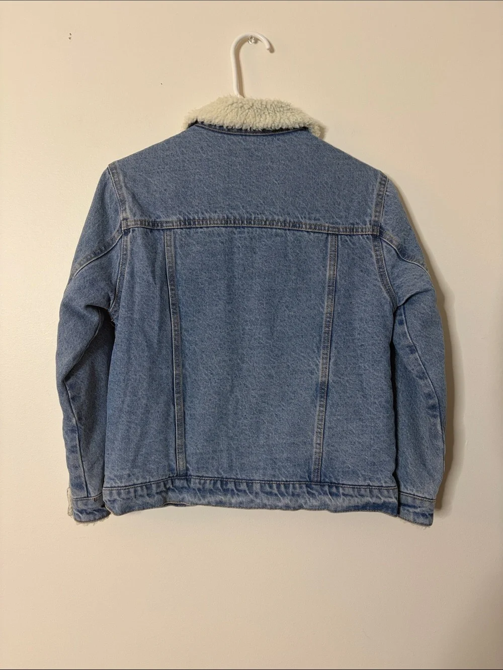 Kids Blue Denim Jacket with Cream Sherpa Collar